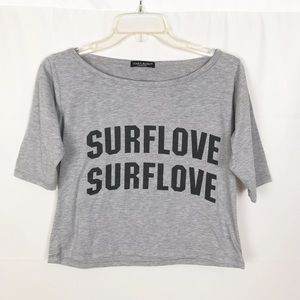 🌺ZARA Basic Graphic Crop T-shirt-Gray